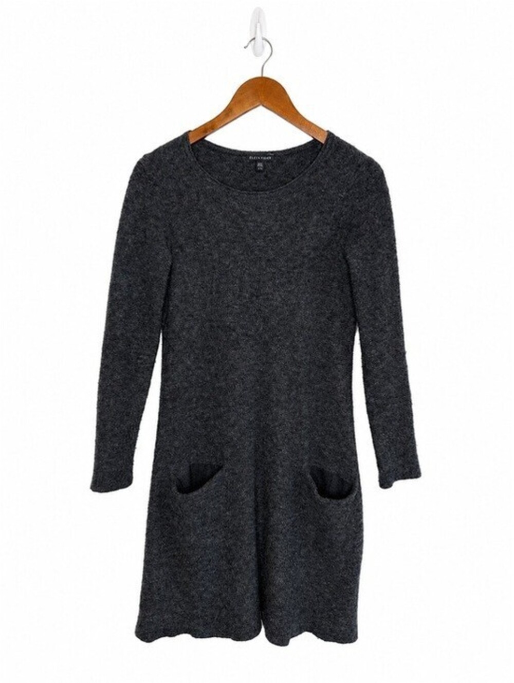 Eileen Fisher Dark Gray Wool Nylon Long Sleeve Sweater Dress Size S/P